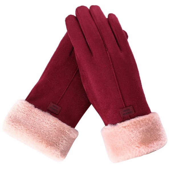 Damhandskar Höst Vinter Söta Fluffiga Varma Vantar Hel Finger Damhandskar Kvinnor Utomhus Sport Handskar Skärm 2 One Size