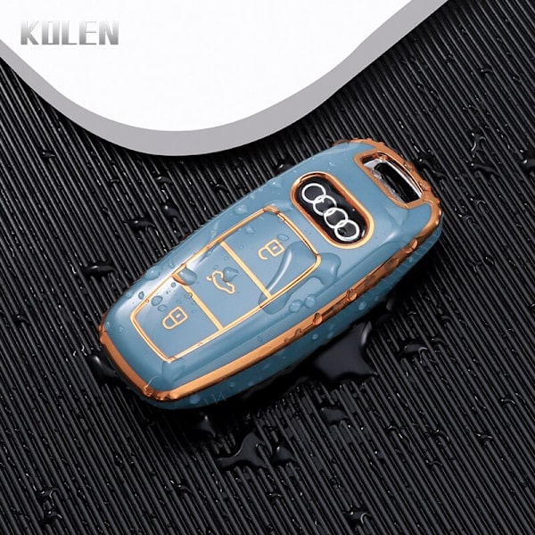 TPU Bil Fjärrkontroll Nyckel Fodral Skal För A6 A7 A8 E-tron Q5 Q8 C8 D5 Gyllene Kant Nyckellös Hållare Fob Nyckelring Tillbehör Black only case