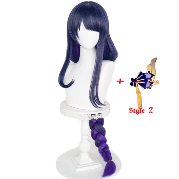 Spel Anime Genshin Impact Raiden Shogun Cosplay Peruk Förstylad 110cm Lång Värmebeständig Syntetisk Lila Blandad Färg Baal Peruker Headwear add wig Pre Styled