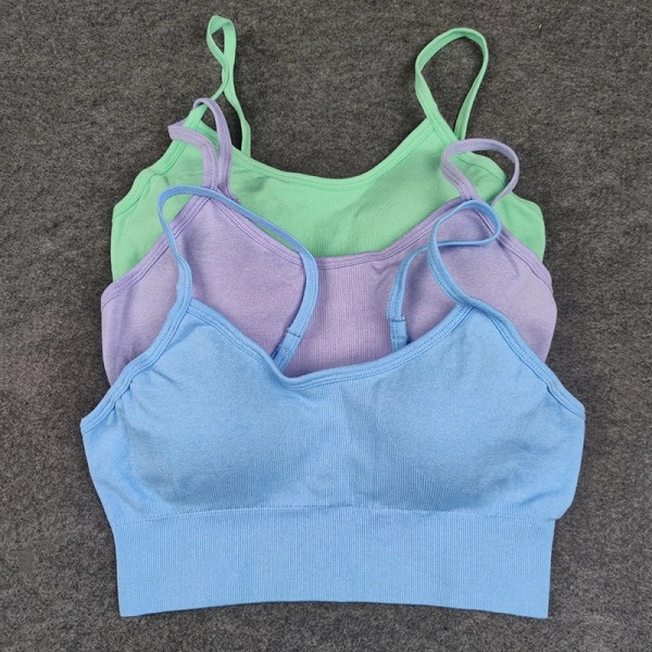 Yoga BH Crop top Sports BH Træningssæt Sømløst Polyester Gymnastiksæt 2pcs Black4 L