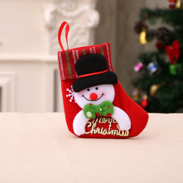 Joulukoristeet Joulupukki Pienet Sukat Joulukuusen Koriste Joulusukat Lahjakassi Joulukassi Linen medium socks (snowman)