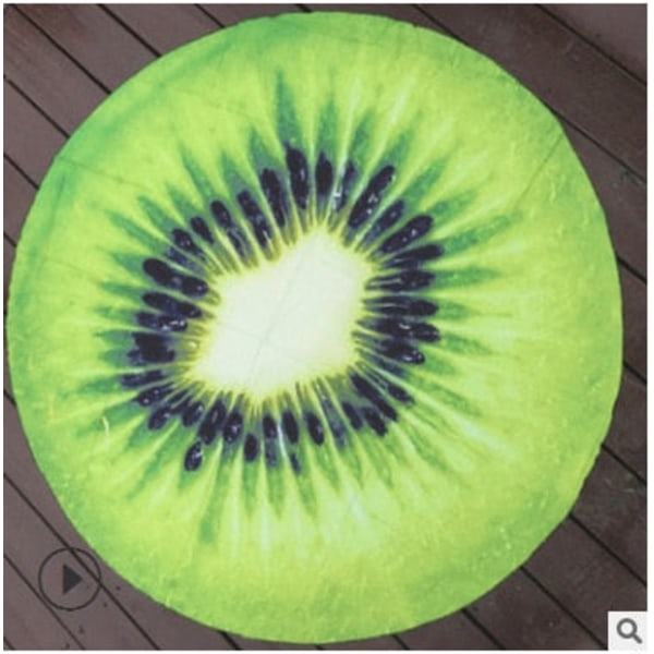 Badehåndkle Doughnut Rundt Piknikmatte Moderne Pizza Hamburger Frukt 150*150cm Mikrofiber Tapestry Badeteppe Kiwi