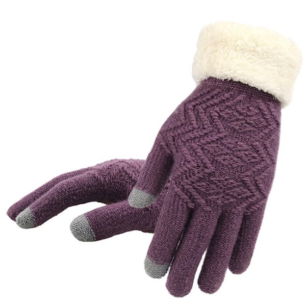 Vinter Dam Stickade Handskar Pekskärm Kvinnliga Handskar Stickade Tjocka Varma Hel Finger Mjuka Stretch Stickade Vantar Dam Guantes Pink Free Size