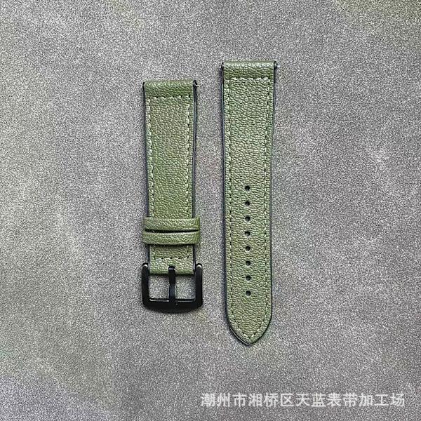 Urrem til Apple Watch iWatch Model 38/40/41 sort konnektor Mørkegrøn-sort spænde