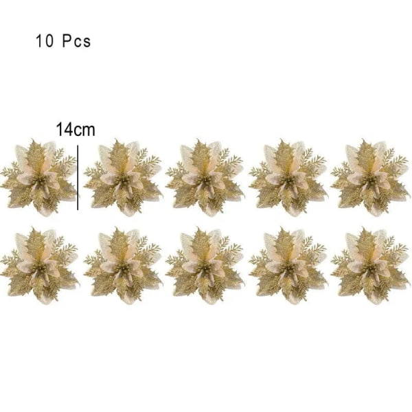 10/5/1 kpl Joulukukat Punainen Glitter Jauhe Kukkapäät Noel Koti Puu Koristeet Navidad Juhlat Pöytäasetus Tarvikkeet Red-5PCS
