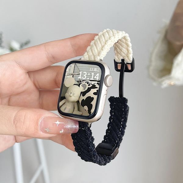 Kellon ranneke Apple Watch iWatch 42mm S3/2/1 sukupolvelle Corduroy magneettinen imu | valkoinen ja musta
