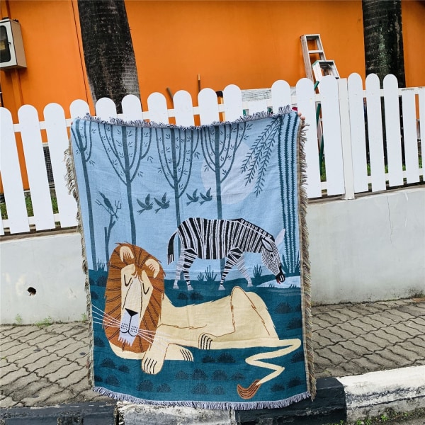 Uformelle tepper, teppedekorasjon, gitar, kvinne, Matisse-teppe, sofa, fritidsteppe, enkelt billedvev, sofateppe, pledd Lines 125X150cm