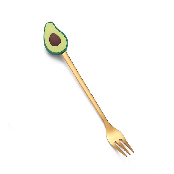Hedelmähaarukka Söpö Lasten Astiasto Vesimeloni Lusikka Nukkekakku Jälkiruokahaarukka Ruostumaton Teräs Kahvilusikka Avocado Golden Fork