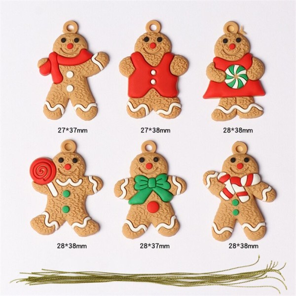 1 set Pepparkakor Man prydnader för julgransdekorationer, 7,5 cm långa Gingerman hängande berlocker Xmas Tree Ornament Holiday Decoration Type 2