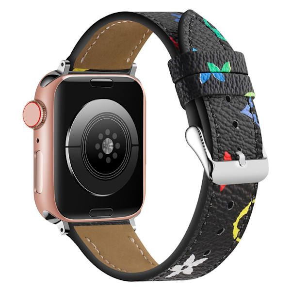 Klockarmband för Apple Watch iWatch Svart blomma 38/40/41