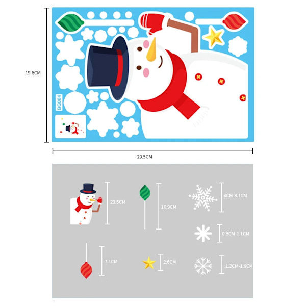 Jul Glasdekaler Heminredning Ornament Jul Snöflinga Jultomte Dörr Butiksfönster Dekal Nyår Juldekoration 12