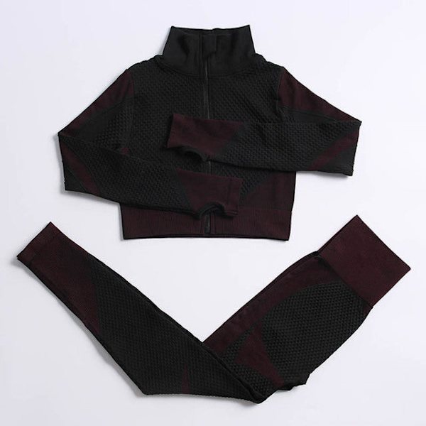 Yoga Set Träningskläder gym fitness för damer träningsdräkt top pents purple M