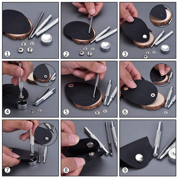 Trykknapsæt 12,5 mm Metal Trykknapper til Tøj Håndværk Taske Sko Krave Bælte Jeans Perfekt Pasform Justeringsknap DIY Skrædder 120PCS
