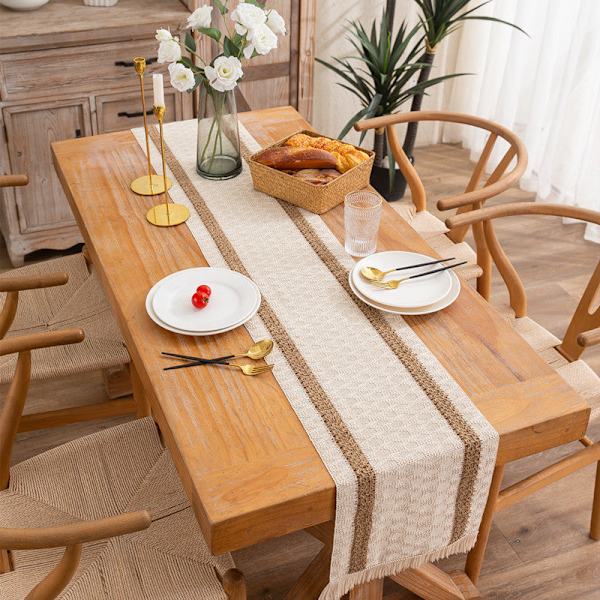 Bomulls- og linservietter i naturlige farger Duskelagte stripete diamantrutete duker Bord skap dekorative duker Middle hemp 30*50 (including Su) placemat