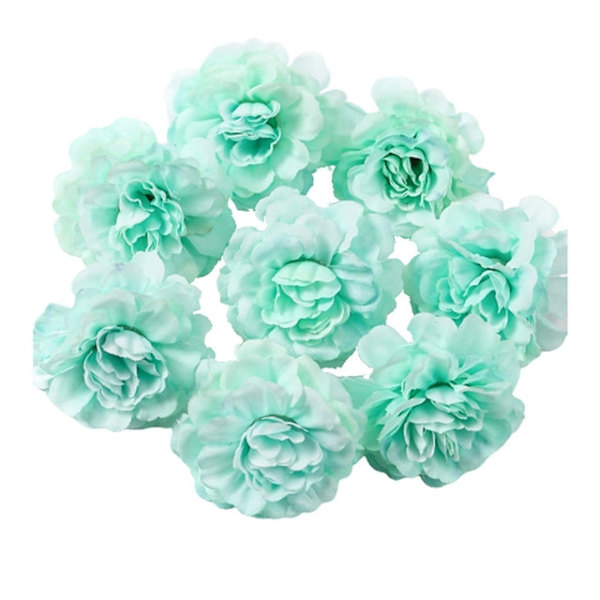 Kunstige Blomster 5CM Silke Rose Hoved Bryllup Sina Håndbuket Fest Hjem Have DIY Dekor Julegave Krans Scrapbooking Bean Paste Purple 10pcs