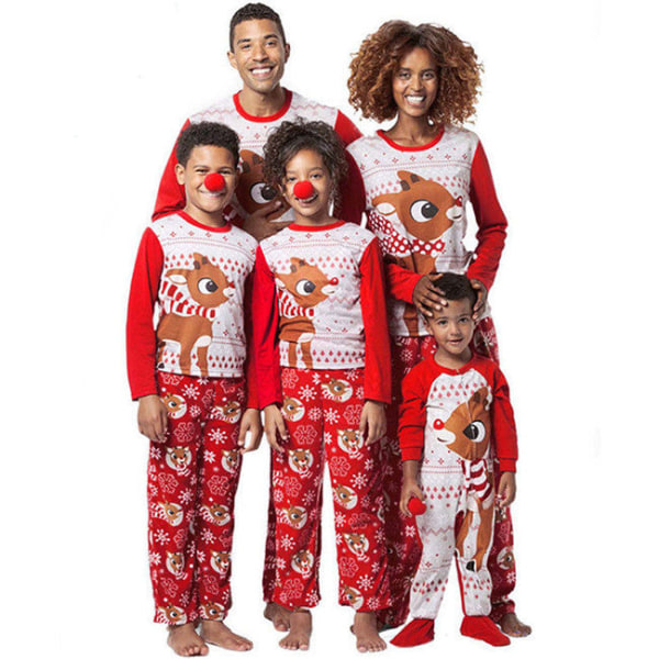 Julpyjamas Matchande Familjepyjamas Rött Set Män&Kvinnor&Barn&Baby Långärmad Pyjamas Sovkläder Nattkläder 2T