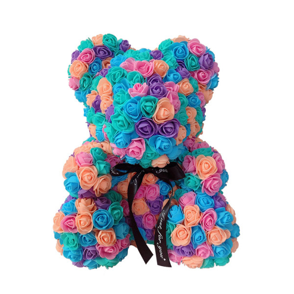 40cm Rose Bear Heart Konstgjord Blomster Rose Nalle För Kvinnor Alla hjärtans bröllop Födelsedag Julklapp Deep blue WH 40CM