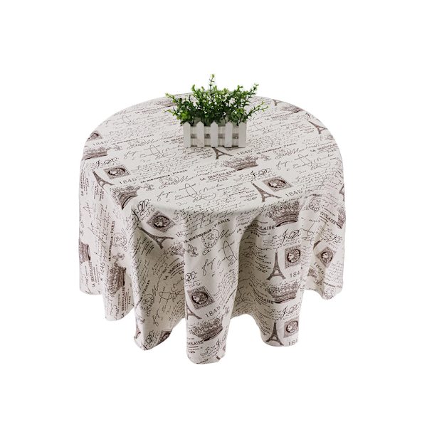 Japansk stil duk bomull lin rund bordduk nordisk borddeksel for hjem bryllupsfest dekorasjon trykt hvit gul C03 150cm