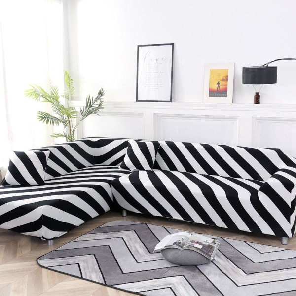 Passer til hjørne chaiselong sofa sofabetræk sæt elastisk geometrisk sofabetræk til stue Orange 145-185cm