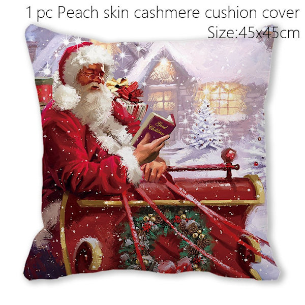 Jultomten Jul Dörrmatta Kuddfodral Juldekorationer för Hemmet 2023 Navidad Ornament Julgransprydnader Nyårspresenter Pillowcase - B021