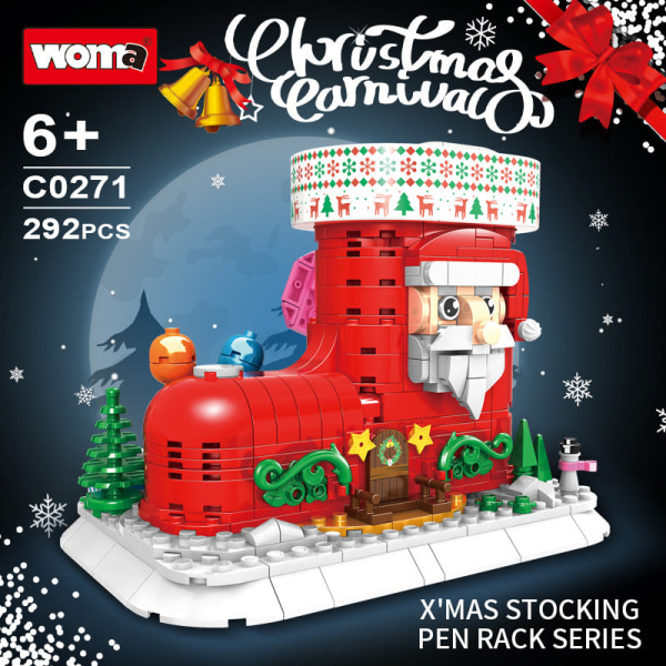 Mini partikel jul byggstenar gåva pepparkakor man Sweet House slott med lätta pojkar och flickor födelsedagspresent C0272