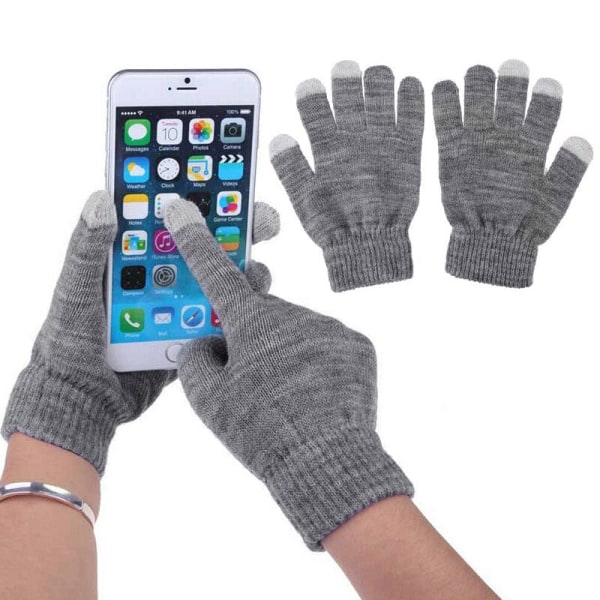 1 par unisex vintervarma kapacitiva stickade handskar Mjuk Bekväm handvärmare för beröring Skärm Smarttelefon Ny Orange One Size