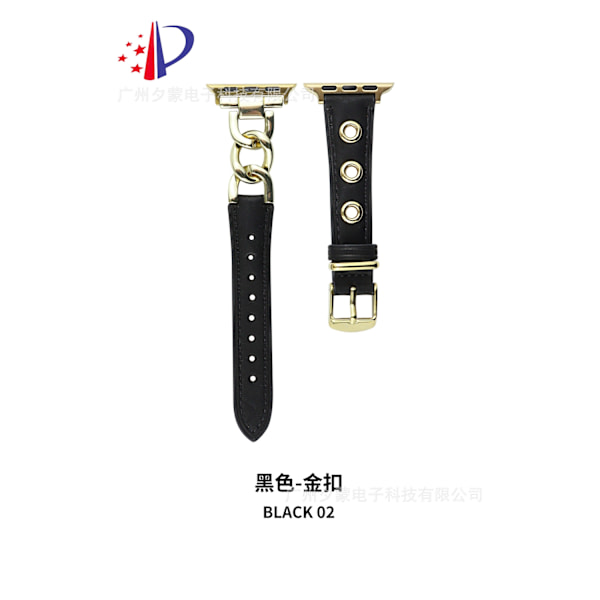 Klockarmband för Apple Watch iWatch 38/40/41 Svart-Guld Spänne