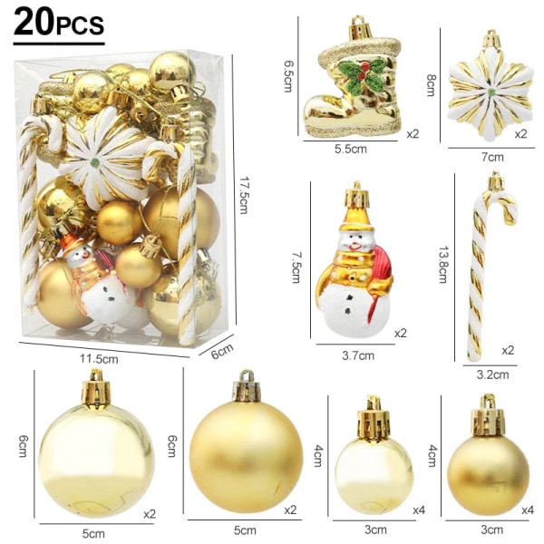 29/20 kpl Joulukuusen Palloja Riippuva Koriste Karkkikeppi Mäntykäpy Koristesetti Joulu Kodin Sisustus 2024 Navidad Uusi Vuosi Gold-20pcs