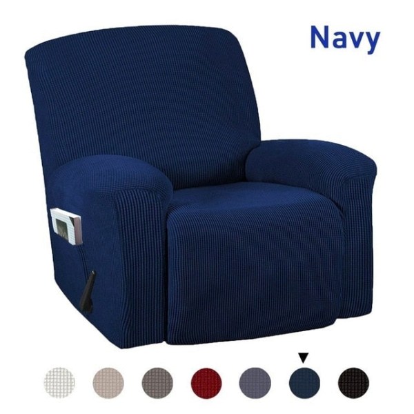 Överdrag Fåtölj Tvättbart Stretch Sofföverdrag Med Ficka Halkfritt Möbelskydd Armstödsfåtölj Navy