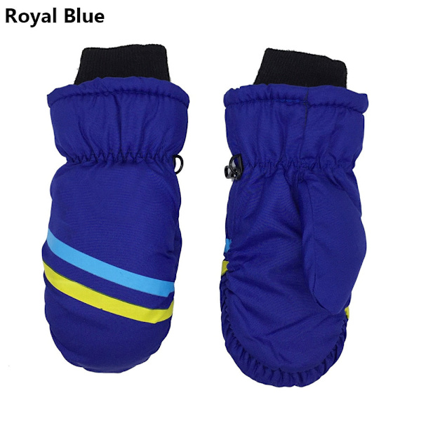 Termiska Skidhandskar Barn Vinter Fleece Vattentäta Varma Snöhandskar 3 Fingrar för Skidåkning Ridning Style2-royal blue