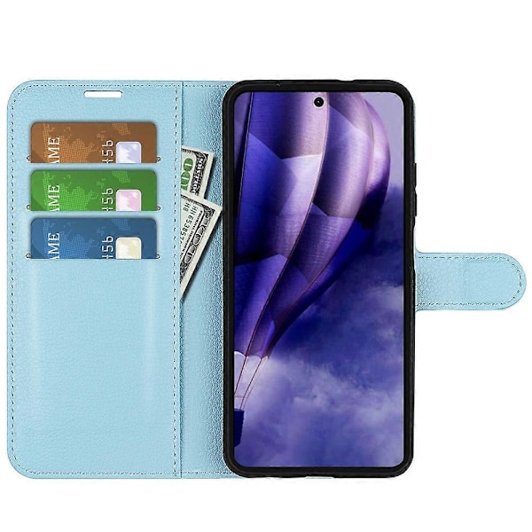 För HMD Skyline Fodral Litchi Textur Stötsäkert Läder Plånbok Telefonfodral - Blå Blue