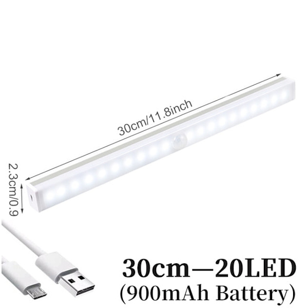 Trådløs LED Nattlys Bevegelsessensor Lys Skap Nattlampe For Kjøkken Soverom Skap Trapp Bakgrunnsbelysning 10 LED white