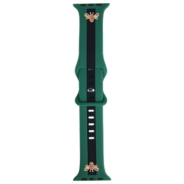 Kellon ranneke Apple Watch iWatch 42-49mm Tummanvihreä mustalla + ruusukultainen mehiläinen
