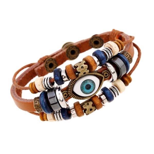 Populär Ornament Nytt Pärlbroderade Ögon Nötskinn Armband Utdragbart Justerbart Par Läderarmband Bright red snap button