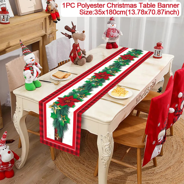 Juledug Bordløber Glædelig Jul Dekoration til Hjemmet Julefrokostindretning 2023 Navidad Notal Noel Ornament Godt Nytår 2024 32