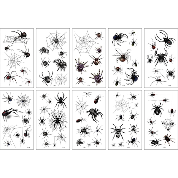 Halloween Lasten Tatuointitarrat Kurpitsa Noita Sarjakuva Pääkallo Parodia Tatuointitarra Spider 12X6.8CM