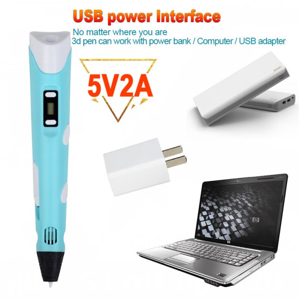 3D-penna för barn 3D-ritningspenna med LCD-skärm Kompatibel med PLA-filament Leksaker för barn Julklapp Födelsedagspresent PLA Filagment USB 50M PLA Albulm15