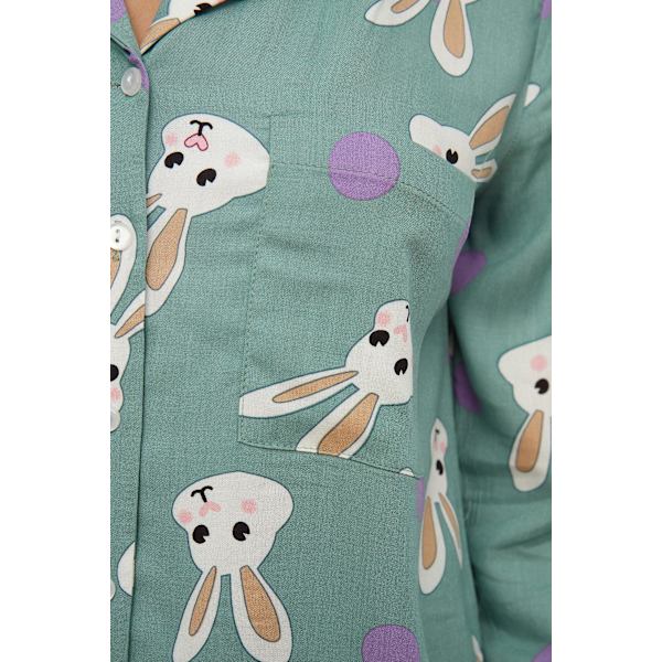 Kaninmönstrad vävd pyjamas THMAW21PT0048 Turquoise 44