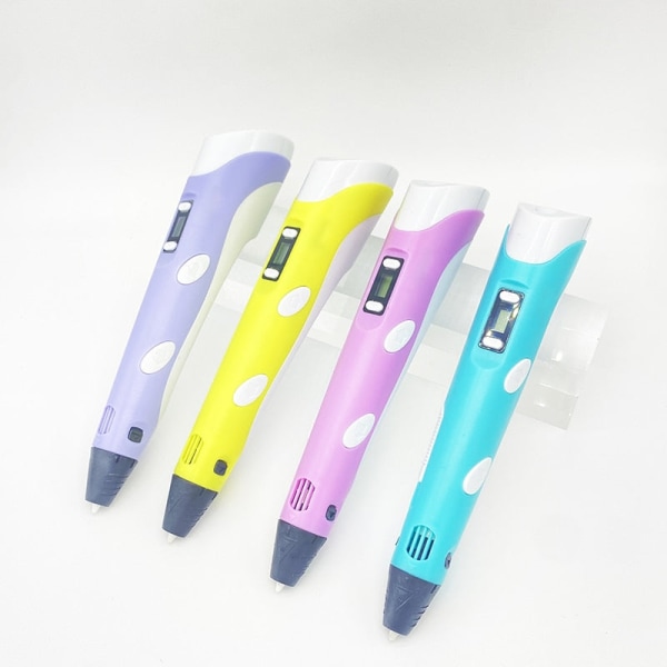 3D Pen Udskrivning Tegne Blyant Legetøj OLED Display Kunst Håndværk Print PLA/ABS Filamenter 3D Tegne Printer Til Børn/Voksne Kreativ Maling Purple without PLA