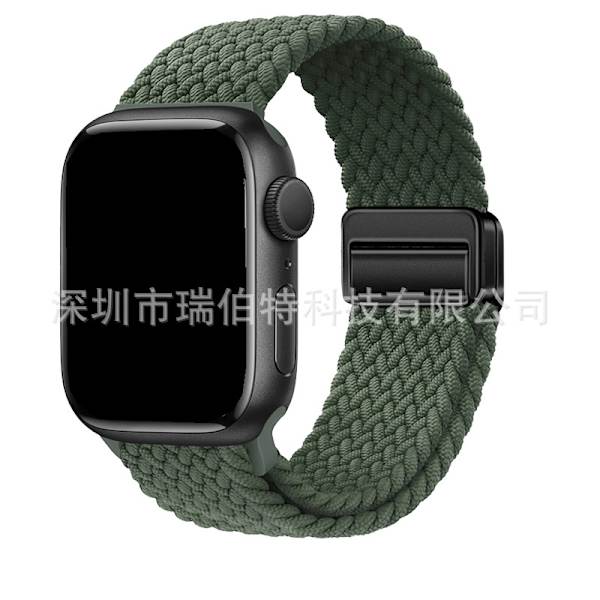 Kellon ranneke Apple Watch iWatch S1-S9:38/40/41/S10:42MM metallinen sisäpuolinen magneettisolki tumman oliivinvihreä