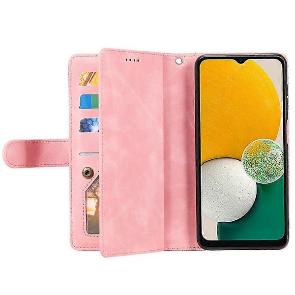 Kompatibelt för Samsung Galaxy A26 5G Fodral PU Läder Telefonfodral med Dragkedja Plånbok 9 Kortplatser PinkGold