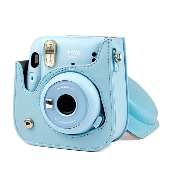 För Instax Mini 11 case PU-läder, mjuk cover för Fujifilm Polaroid-filmkameraväska med axelrem Blue5