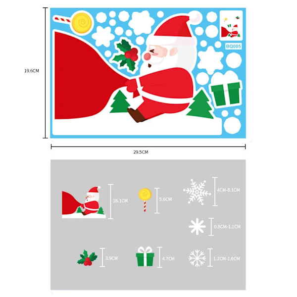 Jul Glasdekaler Heminredning Ornament Jul Snöflinga Jultomte Dörr Butiksfönster Dekal Nyår Juldekoration 14