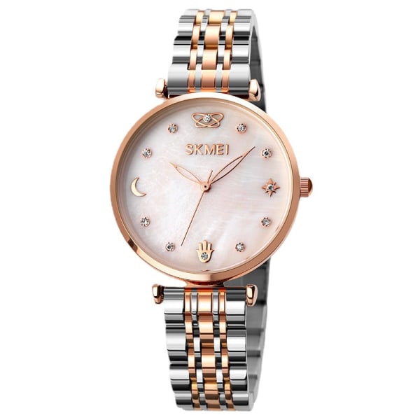 Rosaguld Diamant Perle Skal Dameur Simpelt Dame Quartz Ur Rose gold white noodles