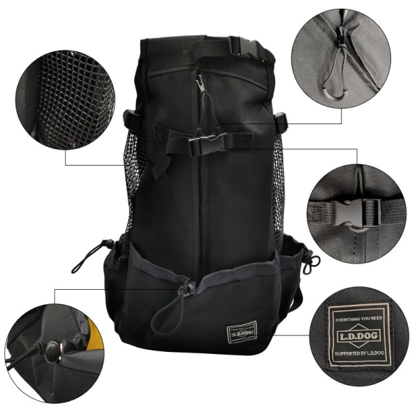Andningsbar Stor Hund Utomhus Rese Justerbar Ryggsäck För Vandring Cykling Reflexväska Hundar Fransk Bulldog Mops Bärväskor lattice L-suit 8-16kg