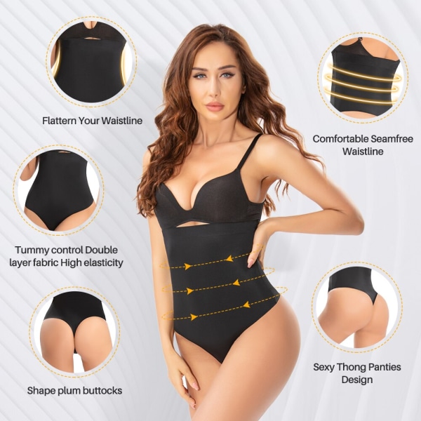 Shapewear Dam Magkontroll Shaper Byxor Bantning Underkläder Waist trainer Body Shapermint Underkläder Plus Size 1363-Black L