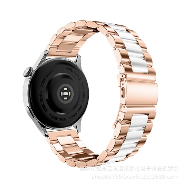 Urrem til Apple Watch iWatch, anvendelig 42-44-45-49mm, tre-perle rosaguld og hvid spraymaling