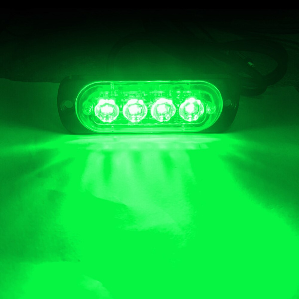 4LED Bil Strob Varningsljus Grill Blinkande Haveriljus Nödljus för 12v Lastbil Släpvagn Polis Fyr Lampa Signal BAKLYKTA green 1 piece