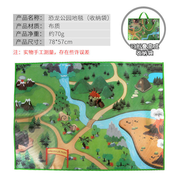 Vandtæt Oxford-stof Dinosaurustæppe Buggytaske Velcro Bærbar Vildtæppe Buggytaske Y dinosaur park map carpet