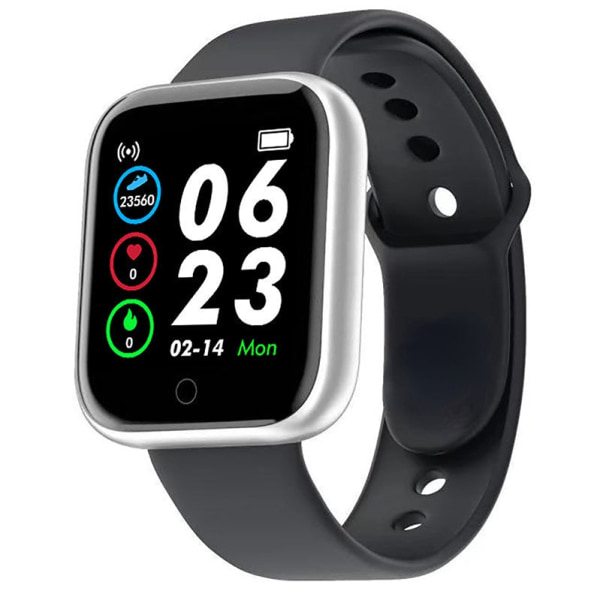 Puls Blodtryck Sömnövervakning Stegräknare Sport Silikon 1,3-tums Bluetooth watch Silver Black